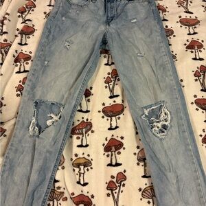 Rewash Light Blue High Waisted Distressed Straight Leg Jeans Size 26
